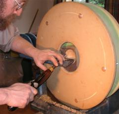 Hollowing a dish in the log